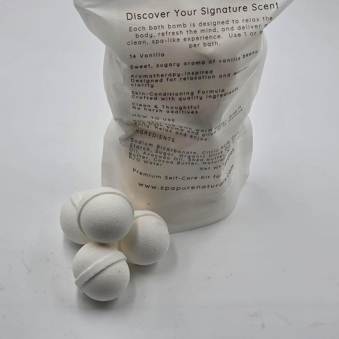 Spa Pure VANILLA Bath Bomb -14 Bath Bomb Fizzies - popular 1 oz gum drop shapped - ultra moisturizing with Shea, Mango & Cocoa Butter, makes a nice gift