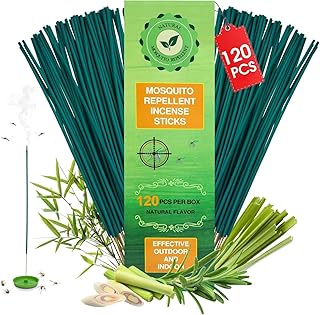 120 Pcs Mosquito Repellent Outdoor Patio, Mosquito Incense Sticks Natural Citronella Oil Plant-Based Bug Repellent for Camping Fishing Backyard Travel