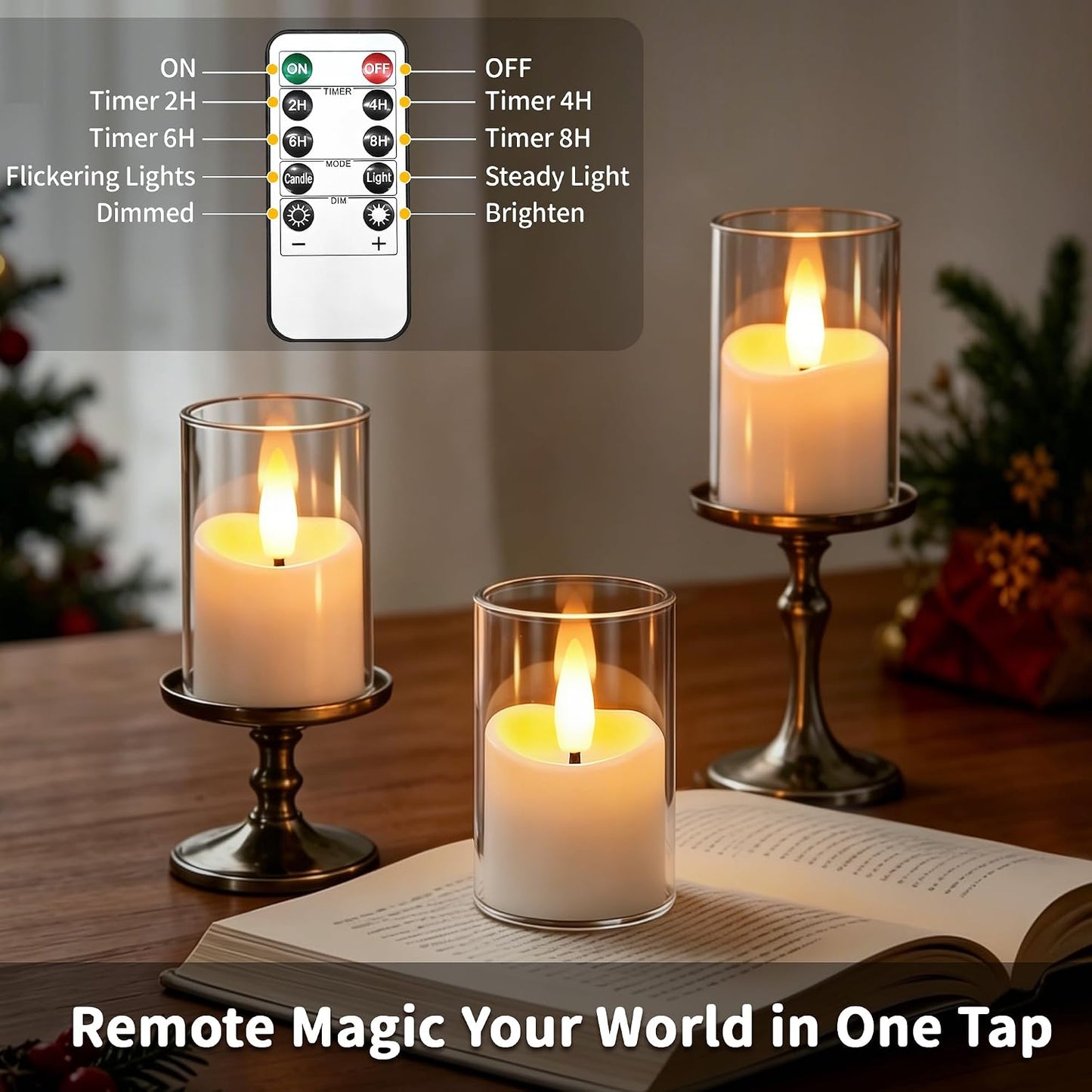 Rechargeable Flameless Candles with Timer Remote, 1.7"x2.6" Clear Acrylic LED Tea Lights Candles，Small Votive Electric LED Candles for Home Aniversary Wedding Holiday Decor(12 Pack)