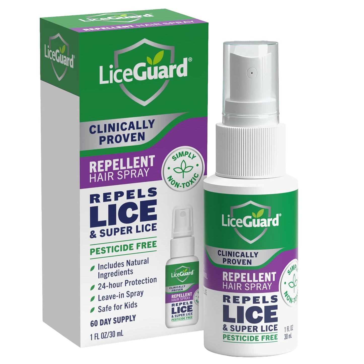 LiceGuard Lice Spray, 1 Fl Oz, Concentrated, Preventative Lice Treatment for Kids & Adults, Clinically Tested to Provide 24Hr Egg & Nit Protection, Made with Natural Ingredients, Gentle for Daily Use