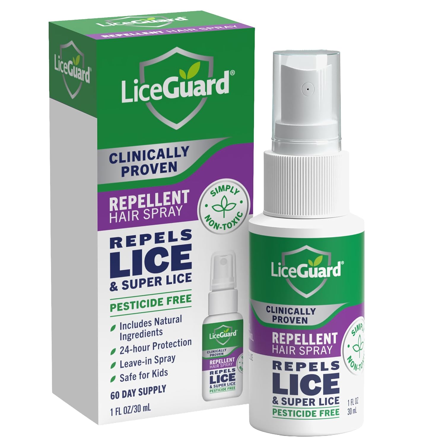 LiceGuard Lice Spray, 1 Fl Oz, Concentrated, Preventative Lice Treatment for Kids & Adults, Clinically Tested to Provide 24Hr Egg & Nit Protection, Made with Natural Ingredients, Gentle for Daily Use