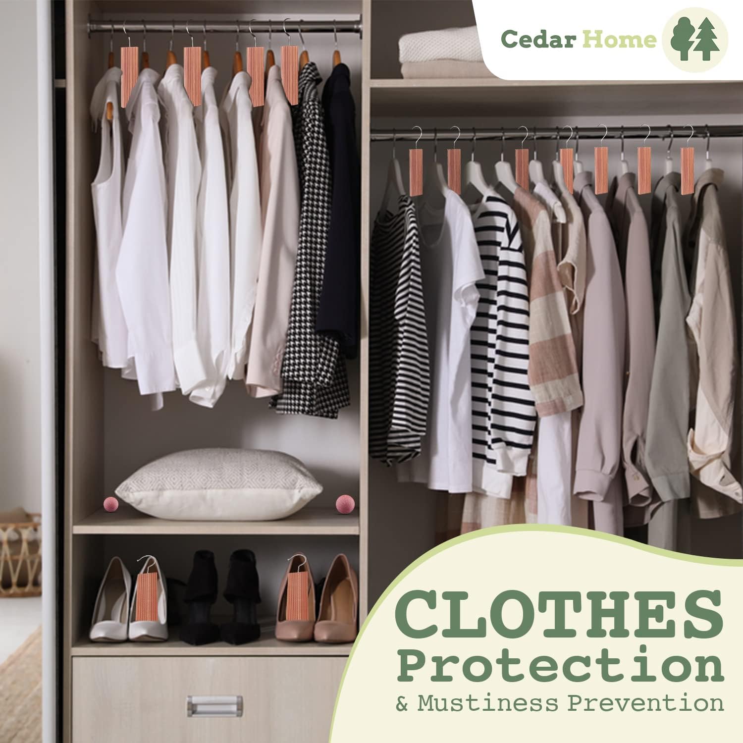 Cedar Hyde Cedar Blocks for Clothes Storage | Cedar Hang Ups & Cedar Balls | Dresser Drawer Freshener Odor Eliminator | 22 Pieces, 12 Cedar Hang Ups & Bonus 10 Cedar Balls | U.S.A Seller