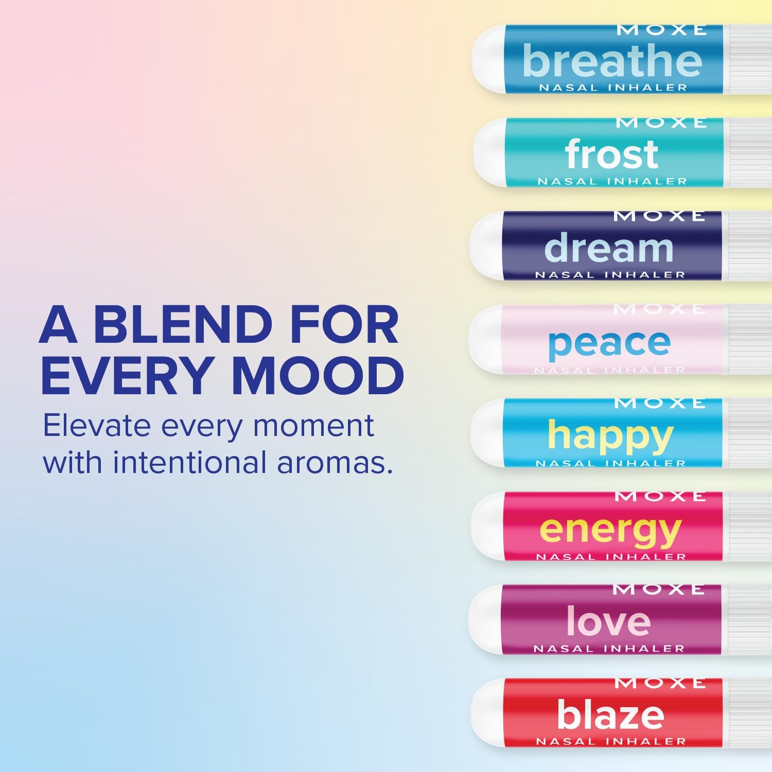 MOXĒ Nasal Inhaler Bundle, 8 Essential Oil Blends, Aromatherapy Sticks, Warming & Cooling Fragrances, Undiluted Oil, Natural Ingredients