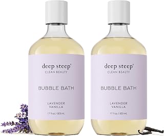 Deep Steep Bubble Bath, Lavender Vanilla 17 oz (Pack of 2) – Hypoallergenic, Clinically Tested Soothing Soak with Shea Butter & Argan Oil – Sulfate-Free
