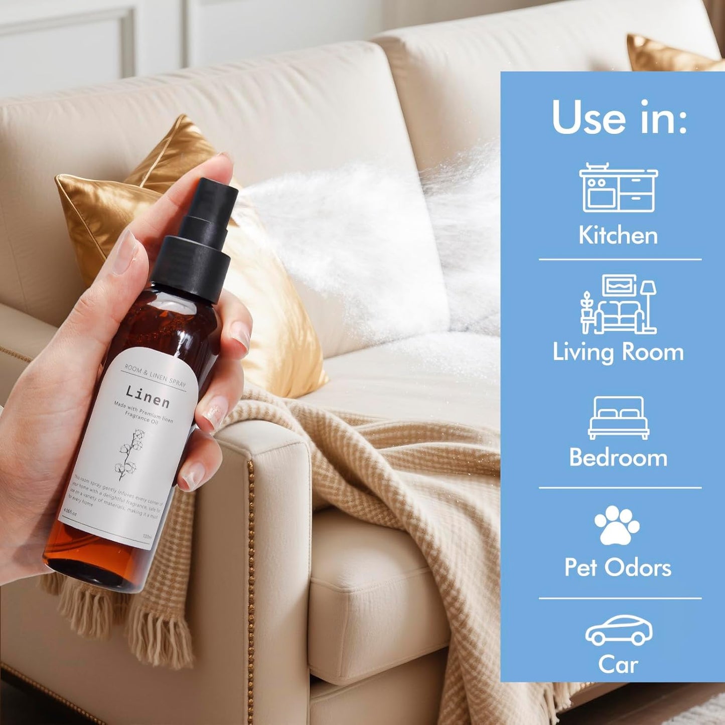 Linen Room Spray, Home Fragrance Concentrated Room Spray, Long Lasting Air Fresheners for Home, Room Air Freshener Spray, Odor Eliminator, 8.12 fl oz