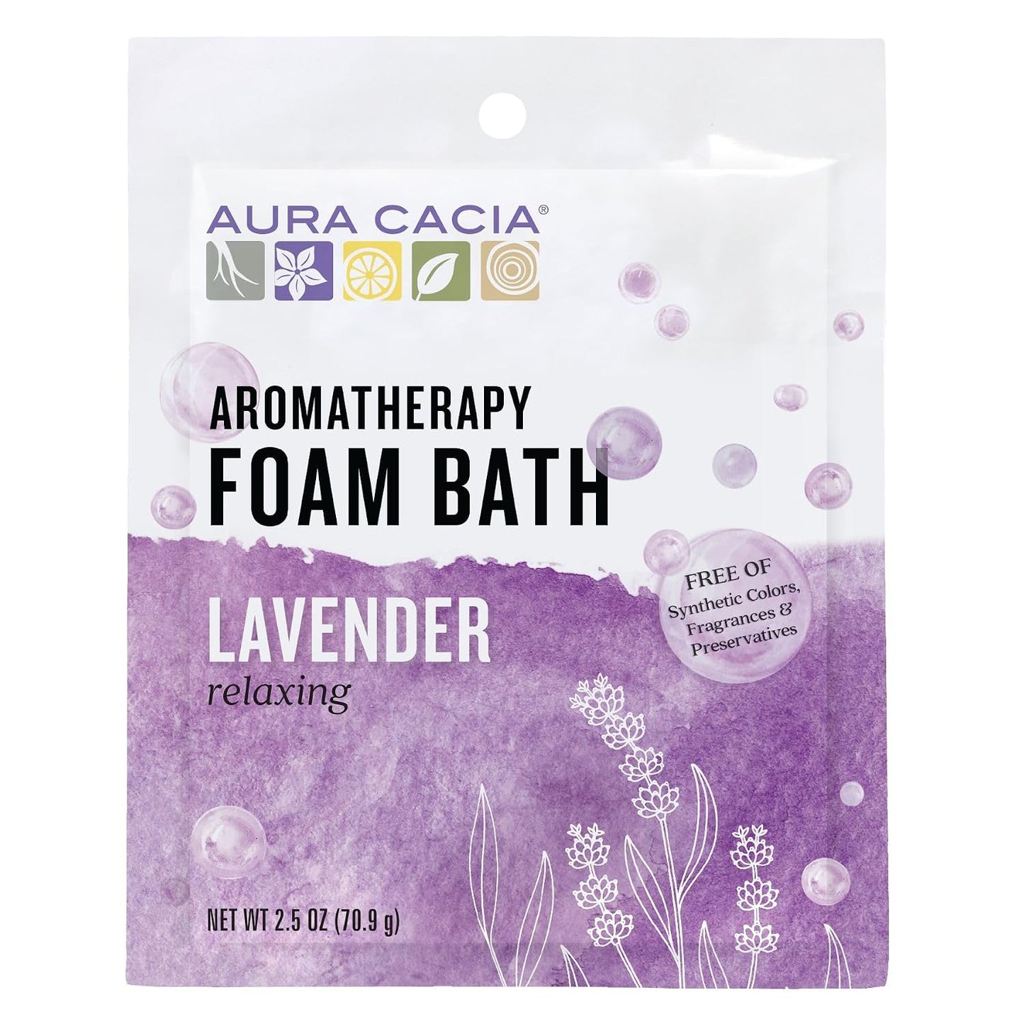 Aura Cacia Aromatherapy Foam Bath, Relaxing Lavender, 2.5 Ounce Packet (Pack of 3)
