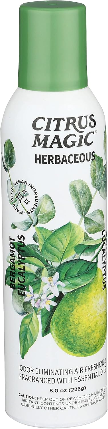 Citrus Magic Herbaceous Odor Eliminating Air Freshener Spray, Bergamot Eucalyptus, 8-Ounce, Pack of 2