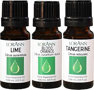 LorAnn Essential Oils - Citrus Collection: 3 Pack of 1/3 oz. Dropper Bottle - 1 Each of Oils: Blood Orange, Lime, and Tangerine