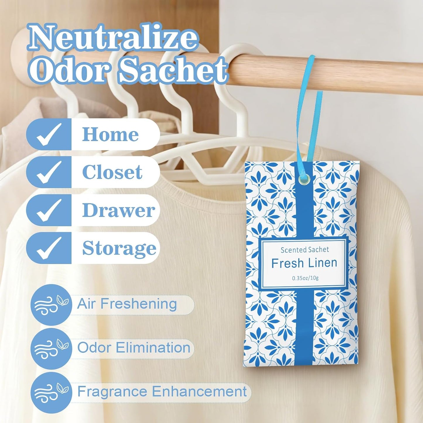 STRN Scented Sachets for Drawer and Closet, 16 Packs 4 Scents Fresh Linen, Eucalyptus Sage, Cotton, Vanilla, Long-Lasting Sachets for Home Fragrance, Small Space Air Freshener for Wardrobes