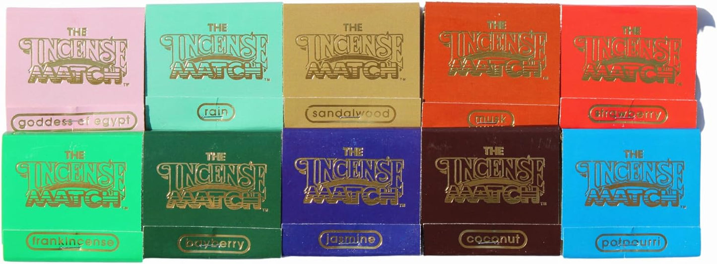 10 Pack Incense Matches: Variety Pack - Eliminates Bathroom Odors While A Adding Pleasant Aroma - 30 Light per Matchbook, 300 Lights per Purchase - Stocking Stuffer - Unique Gift Idea