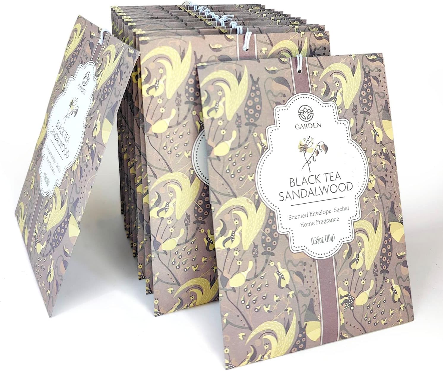 Scented Sachets - 12 Pack, Long-Lasting Home Fragrance Sachet Bags, Large Fresh-Scented Packets, Sachets for Drawers and Closets (Black Tea & Sandalwood)