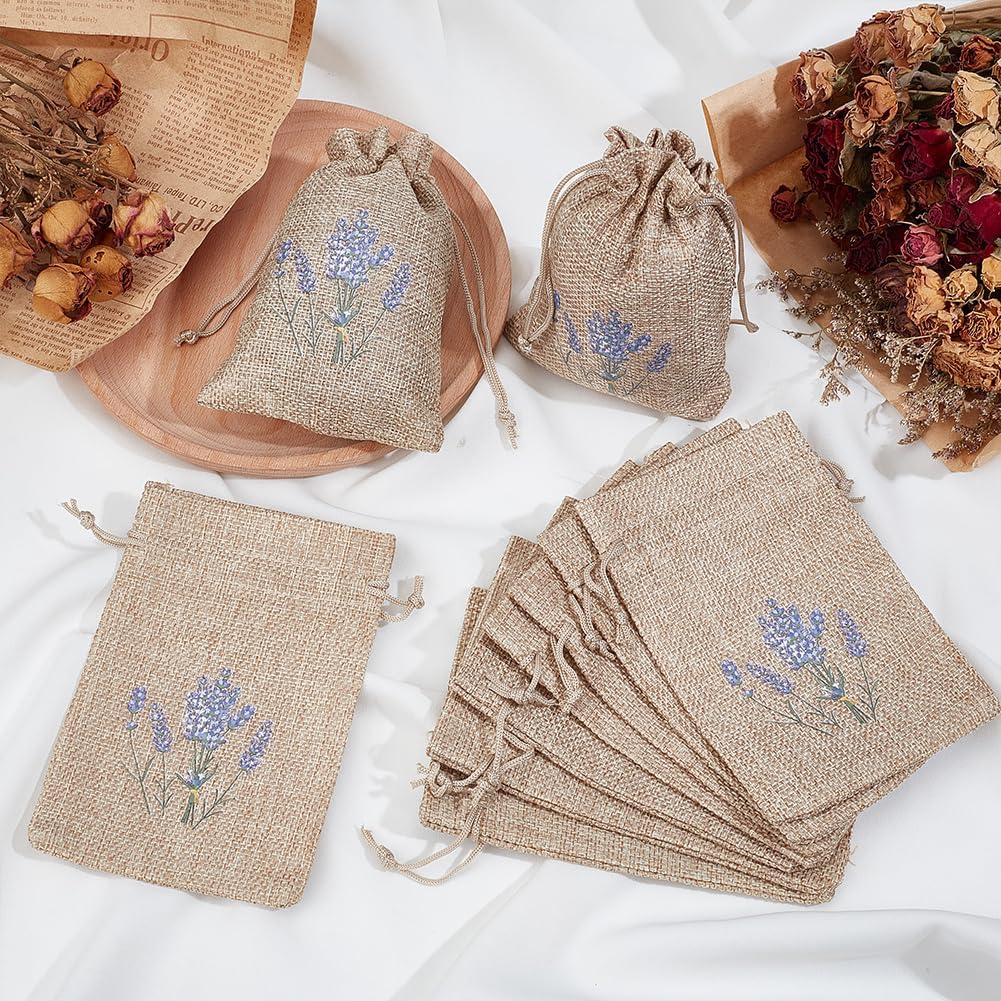 BENECREAT 16Pcs Lavender Bags, Sachet Empty Bags with Drawstring Small Linen Pouch for Filling Spice Jewellery Wedding, 5.9x3.9 Inch