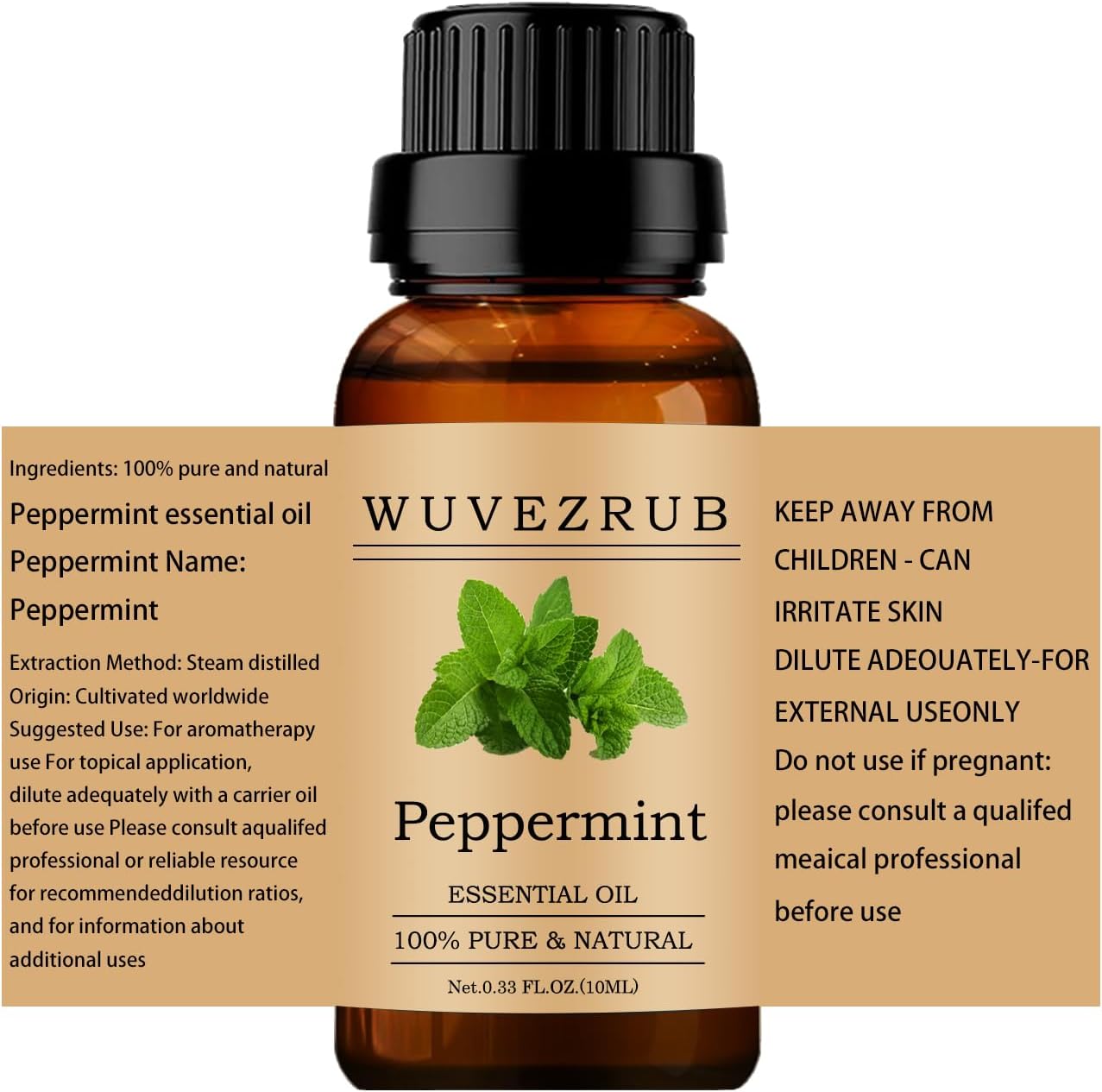 Peppermint Essential Oils 10ML, 100% Pure and Natural Essential Oil for Aromatherapy Diffuser - 0.33 Fl Oz/Peppermint