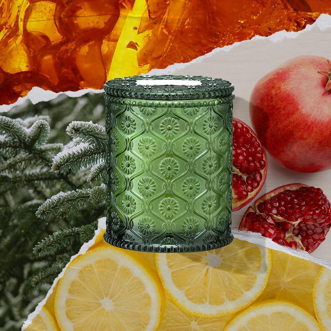 LA JOLIE MUSE Pine & Pomegranate Candle | Lemon, Pomegranate & Pine | 6 oz Natural Soy Wax | 40 Hours Clean Burn | Gift-Ready for Hosts, Gatherings | Elegant Home Décor