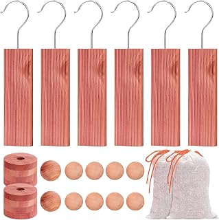 26Pcs Cedar Blocks for Clothes Storage, Aromatic Cedar Hangers, Rings and Balls, Scented Sachets, Closet Freshener for Closets, Drawers and Bookshelves ;1