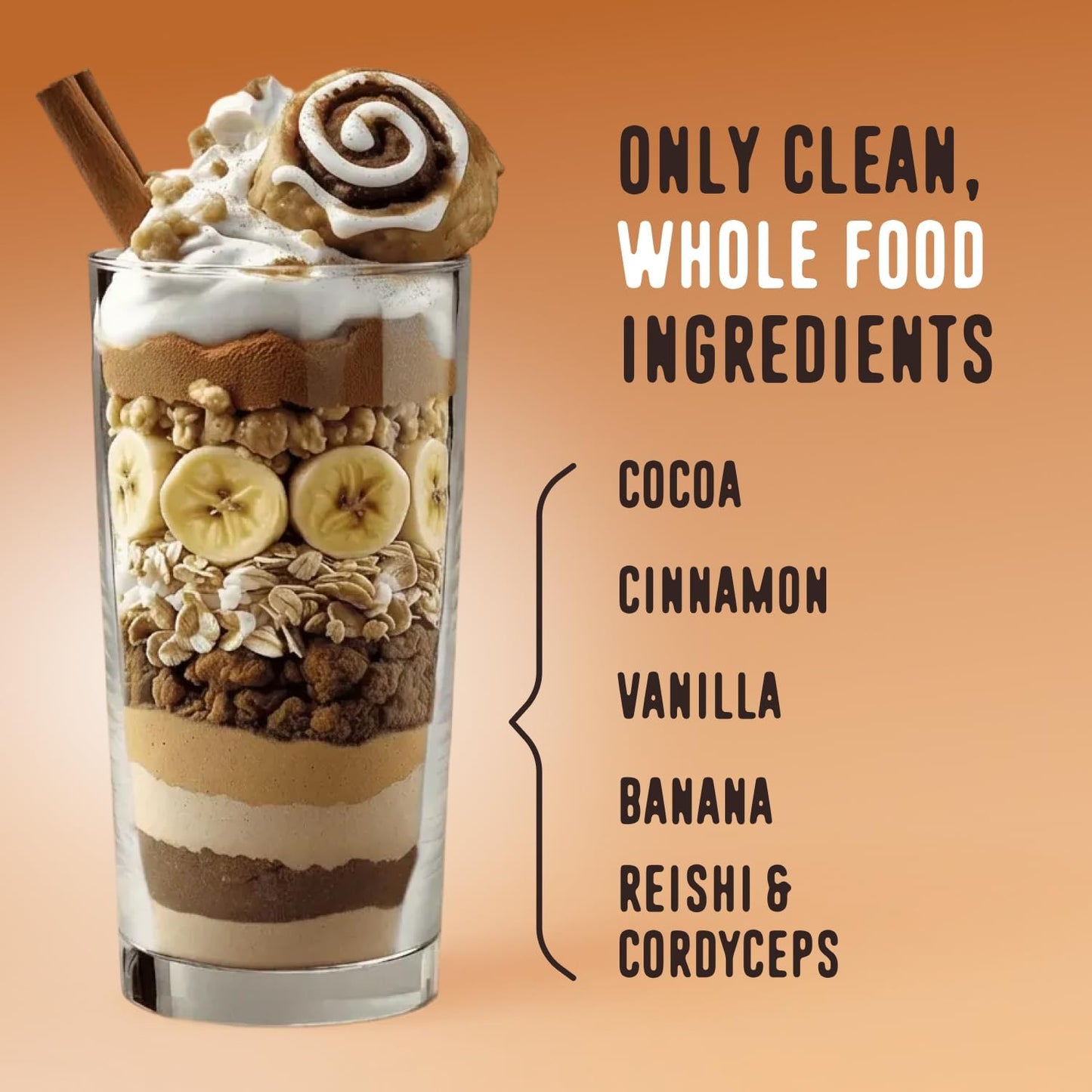 FlavCity All in One Protein Shake Powder, Cinnamon Roll - On the Go Meal Alternative + Collagen Peptides, Reishi & Cordyceps - Focus, Skin, Hair & Joint Support - 100% Grass Fed Whey, 20 Servings