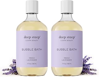 Deep Steep Bubble Bath, Fresh Lavender 17 oz (Pack of 2) – Hypoallergenic, Clinically Tested Soothing Soak with Shea Butter & Argan Oil – Sulfate-Free