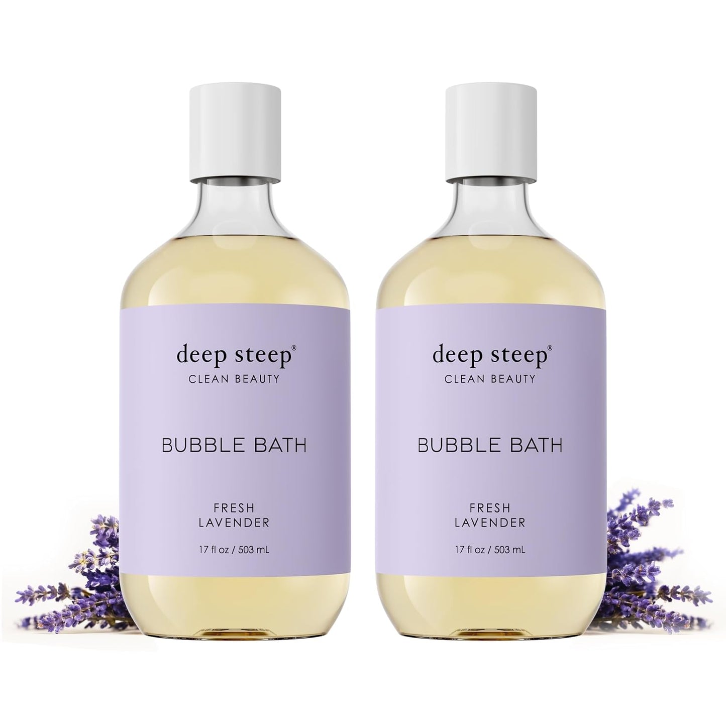 Deep Steep Bubble Bath, Fresh Lavender 17 oz (Pack of 2) – Hypoallergenic, Clinically Tested Soothing Soak with Shea Butter & Argan Oil – Sulfate-Free
