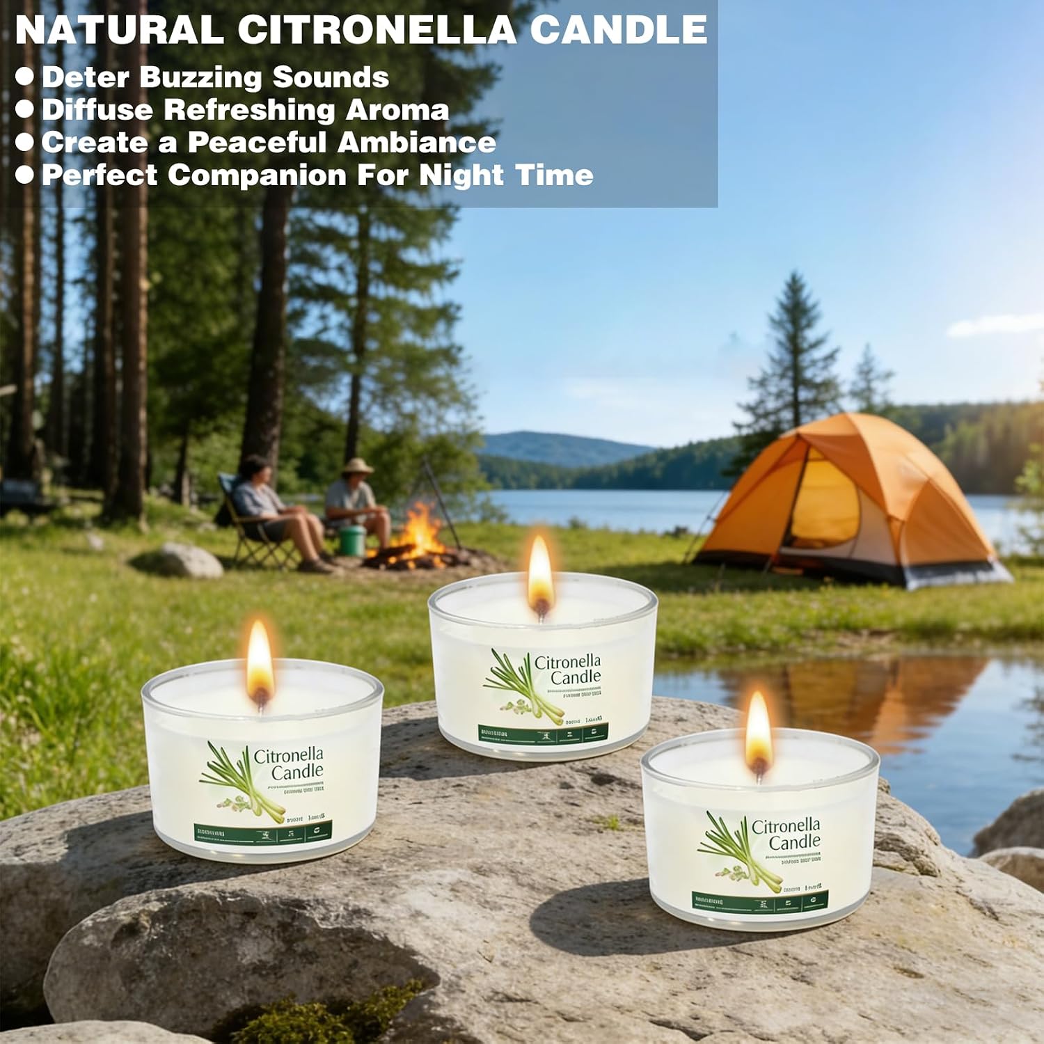 Citronella Candles Outdoor 16 Pack, 1.5oz Small Candle for Patio, Natural Soy Wax with Citronella Essential Oil, Long Lasting Portable Travel Candles in Acrylic Jars for Backyard, Deck, Camping