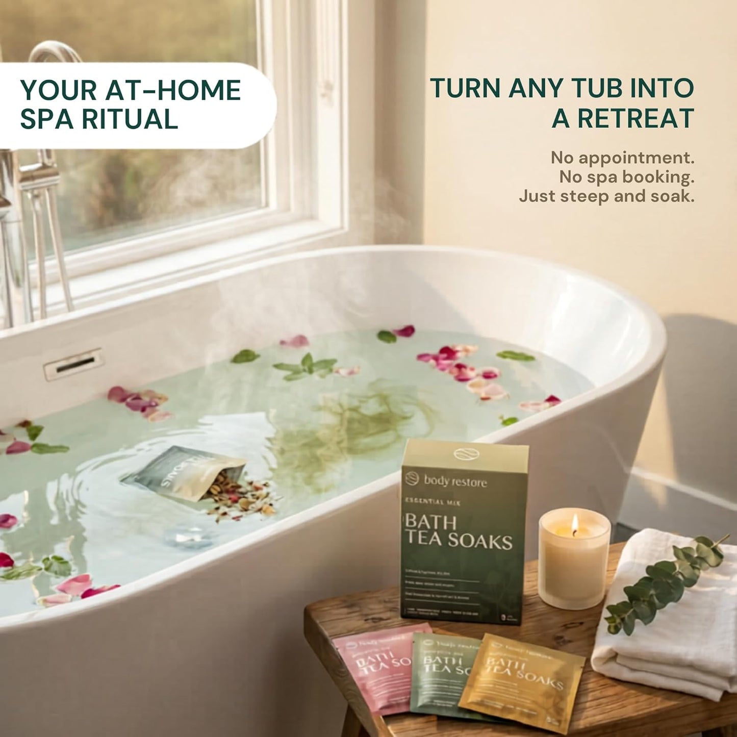 Body Restore Bath Tea Soaks Gift Set – Spa Gifts for Women, Mom, Wife & Self Care Lovers – Relaxing Botanical Bath Sachets for Stress Relief & Hydrated Skin – Essential Mix (3 Pack)