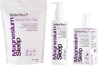 BetterYou Adult Sleep Bundle - Magnesium Bath Salt, Body Lotion, and Essential Oils Spray - Soothe Tired Muscles - Lavender and Chamomile Blend - 3 pc
