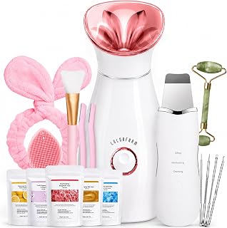 Colorfarm Facial Steamer Spa Kit: Nano Ionic Face Steamer for Facial Deep Cleansing - Home Spa Skincare Set with 17 Skin Care Tools Self Care Gifts for Women