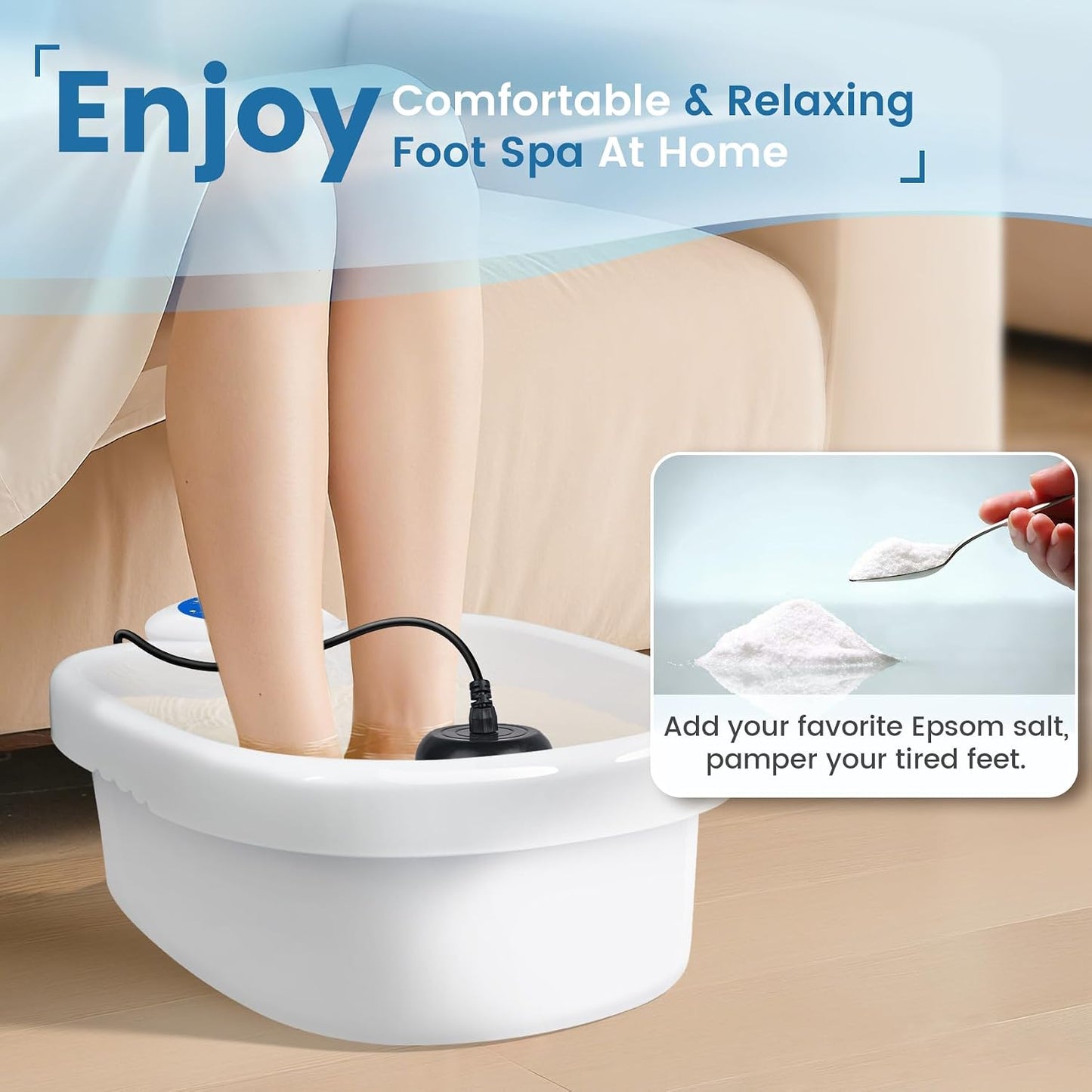 LeCuag Ionic Foot Bath Detox Machine, Portable Foot Detox Machine for Home, Salon-Level Ionic Foot Spa Machine with Basin, 100 Basin Liners, 2 Arrays