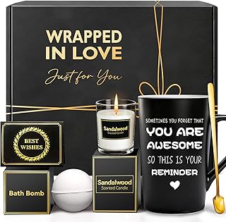 Birthday Gifts for Women Men: Unique Black Self Care Spa Relaxation Basket Set, Christmas, Valentines Day for Her Him Coworker Friend Teacher, Fathers Day for Dad Husband Grandpa Brother Boyfriend