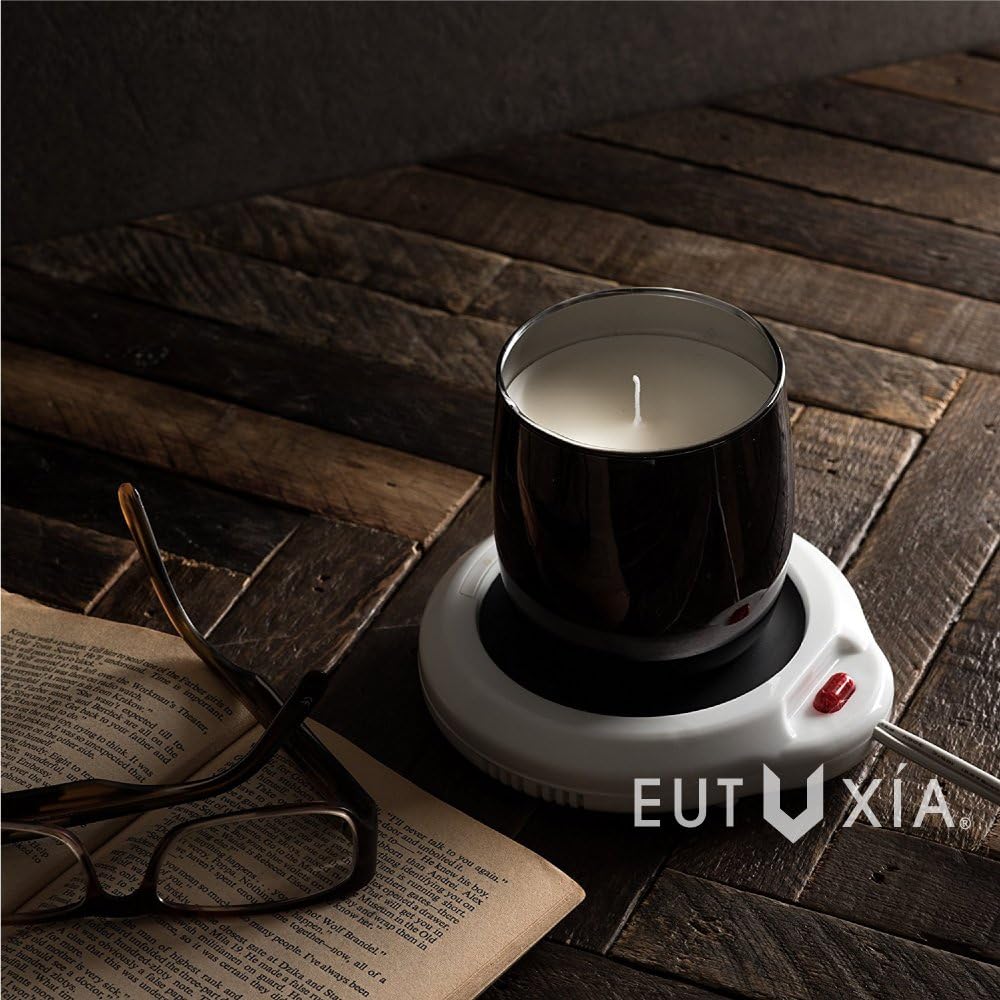 Candle Warmer for Home & Office, Set of 2, Great for Warming Up Cups, Coffee Mugs & Beverages on Desks Tables & Countertops. Electric Heated Plate Warms Quickly, Enjoy Hot Drinks on Cold Days