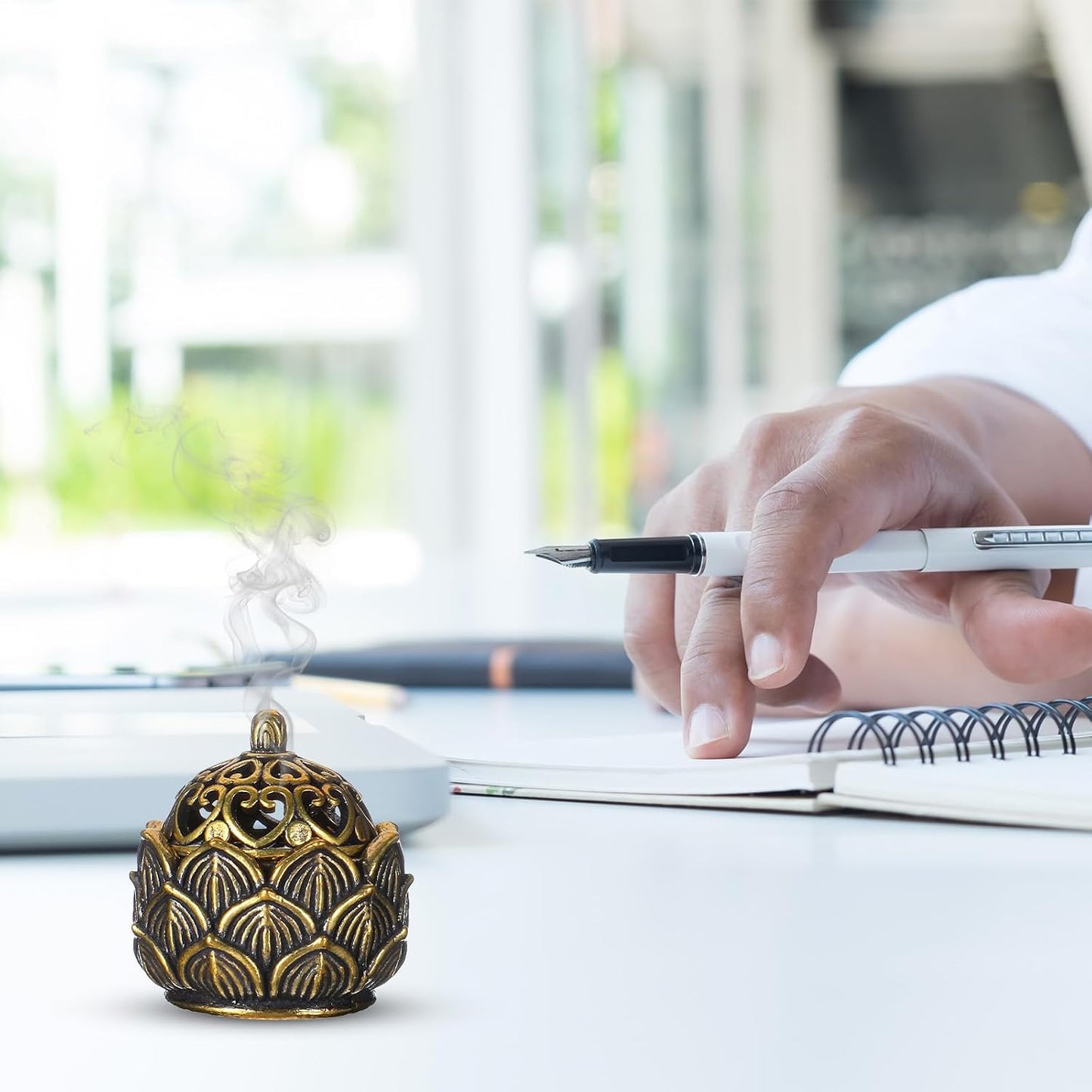 2Pcs Pure Copper Fortune Lotus Incense Holder, Black Brass Cone Incense Burner Holder, Home, Meditation Decor (1.18×1.1")