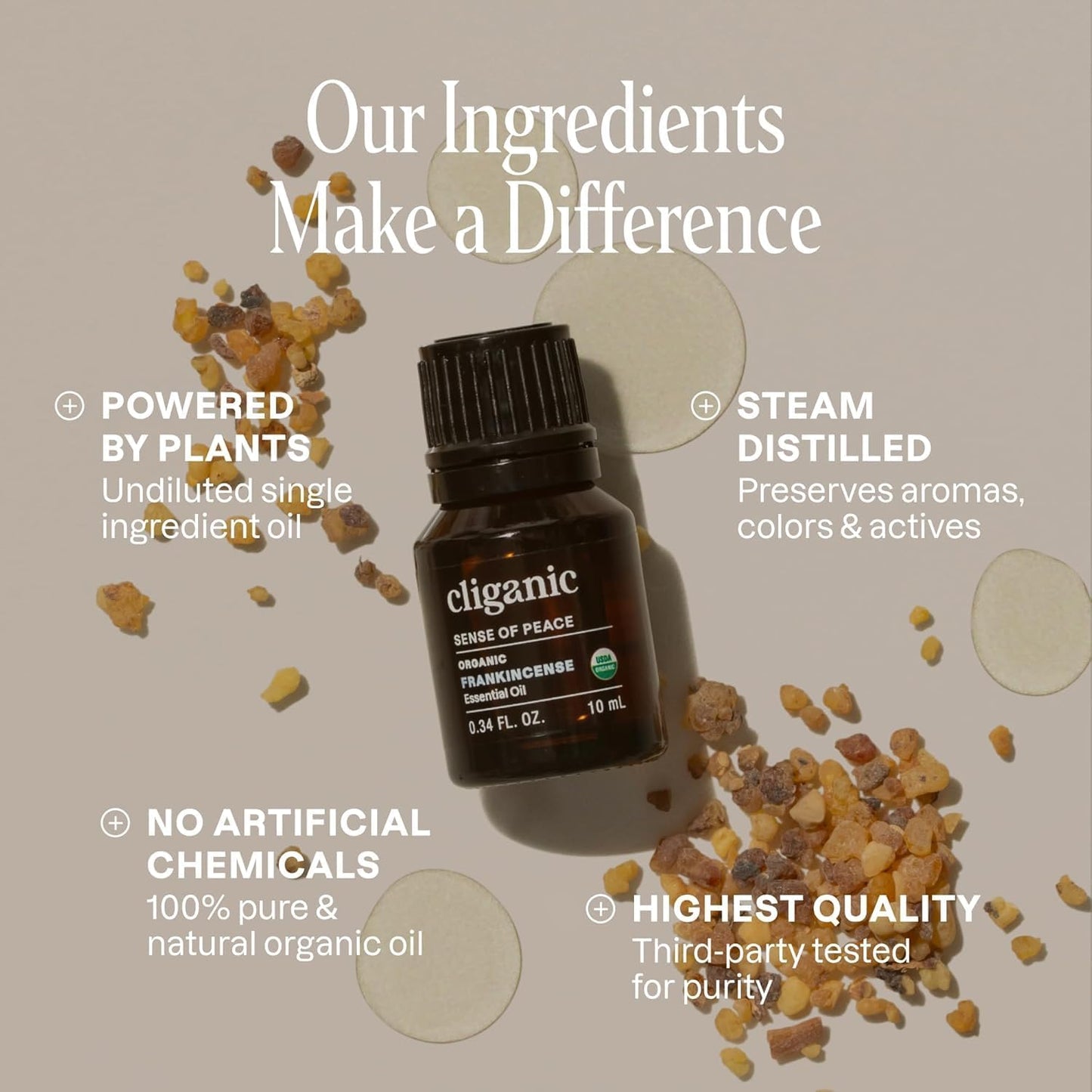 Cliganic Organic Frankincense Essential Oil - Boswellia Serrata, 100% Pure Natural Undiluted, for Aromatherapy | Non-GMO Verified