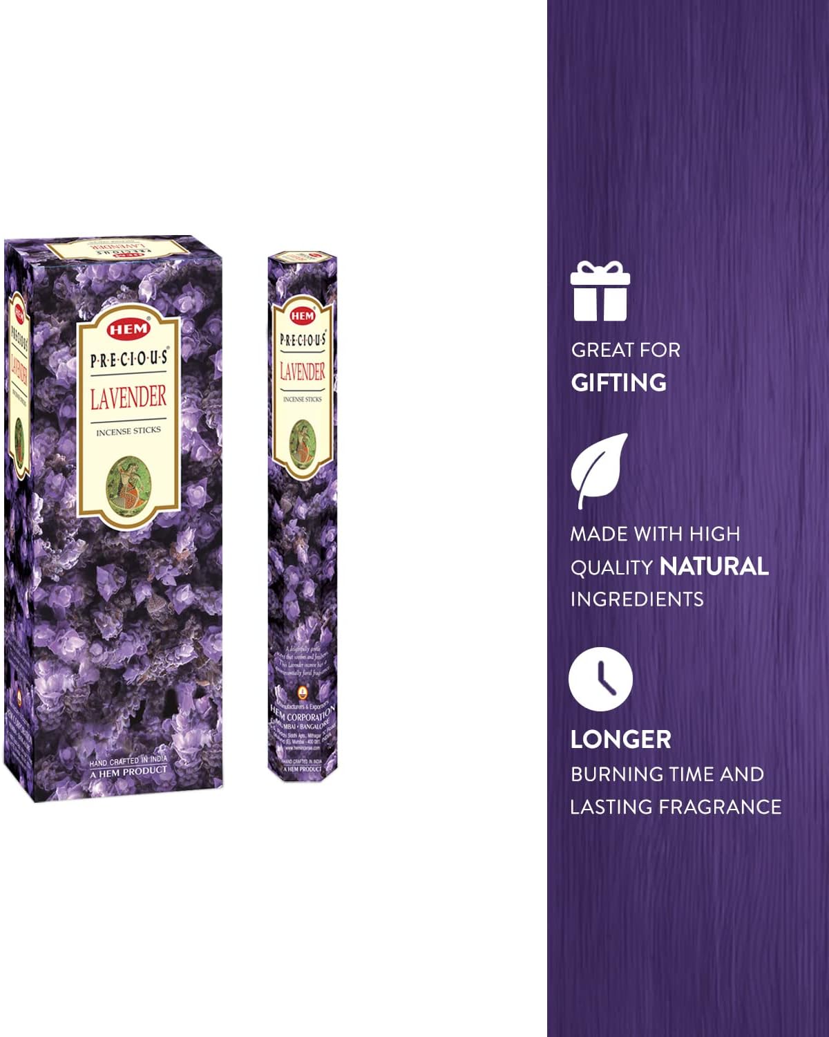 HEM Lavender Incense Sticks – Pack of 120 | Hand-Rolled in India | Soothing Floral Aroma for Relaxation, Stress Relief, Meditation, Yoga, Prayer & Home Fragrance