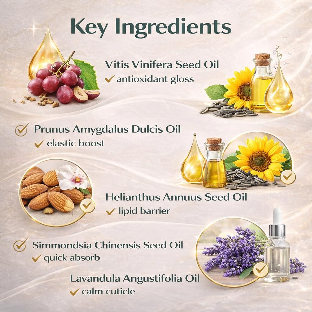 Nail & Cuticle Treatment Oil – Keratin Amino Acid with Grape Seed, Jojoba & Lavender – Strengthens Weak Brittle Nails, Softens Dry Cuticles – Plant Based Nourishing Formula – 15ml