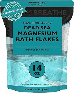 Aromasong Dead Sea Magnesium Flakes for Bath - 16,325 Mg Magnesium Chloride per Bath - Superior Alternative to Epsom Salt - Used as Muscle & Foot Soak - 14 oz Bag