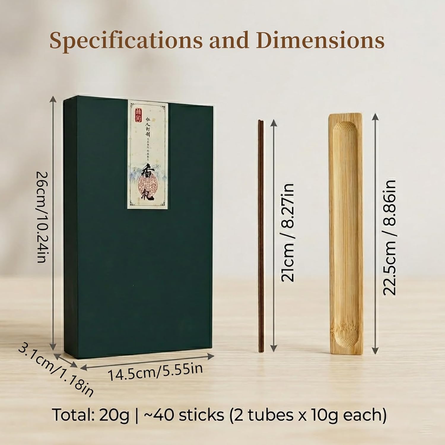 Incense Gift Set with Bamboo Incense Holder - 2 Natural Scents Nha Trang Agarwood Incense & Mysore Sandalwood Incense Aromatherapy for Meditation, Sleep, Stress Relief, Home