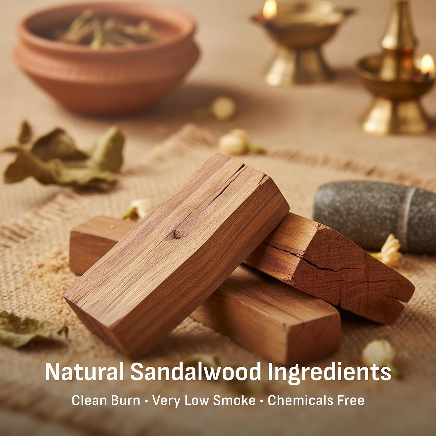 M.Y.T Sandalwood Natural Incense Gift Set – Long-Lasting Woody Aroma – Low Smoke, Clean Burn – Perfect for Meditation, Yoga & Stress Relief – 20 Sticks x 3 Packs
