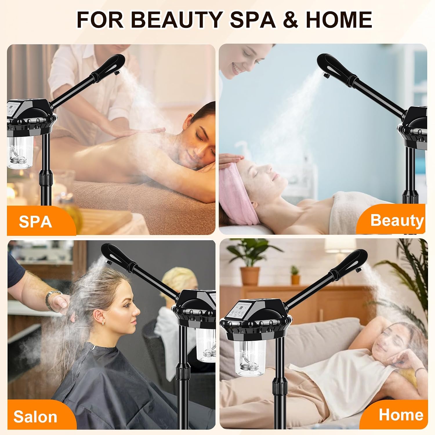 Professional Facial Steamer for Deep Hydration,Ozone Face Steamer with More Steam,Estheticians Steamer on Wheels with Time Setting,Adjustable Height Suitable for Beauty, Spa and Home Use