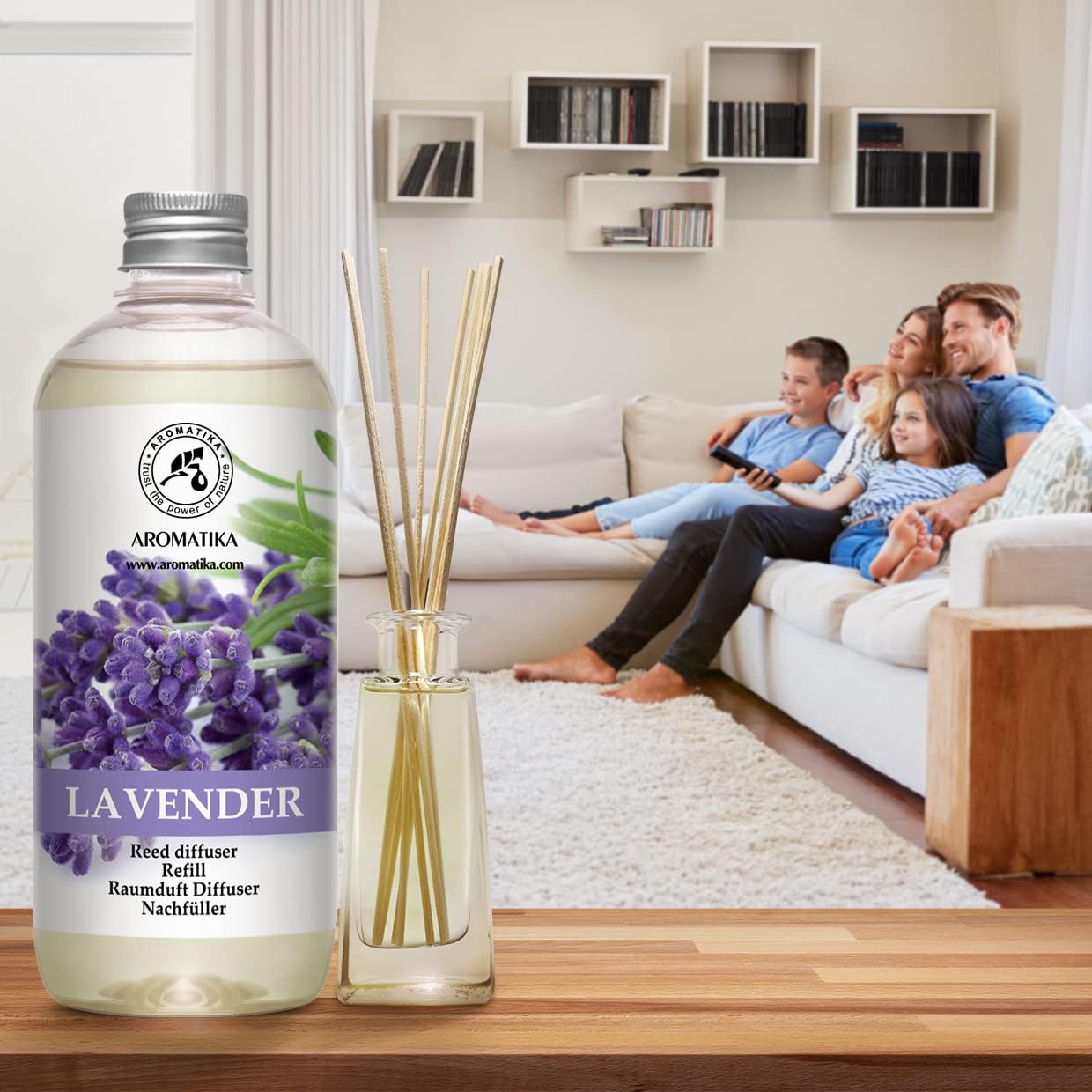 Reed Diffuser Refill Set Vanilla & Lavender with Lavender Essential Oil 34 Fl Oz - 2x500ml - Fragrance Oil Reed Diffuser Refill - Room Freshener - Floral Fragrance - Fresh and Long Lasting Fragrance