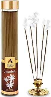 The Aroma Factory Jasmine Charcoal Free Incense Stick, Scented Agarbatti, 100% Herbal Premium Aromatherapy, Meditation Prayer Relaxation, Crafted for Luxury Seekers (100g)