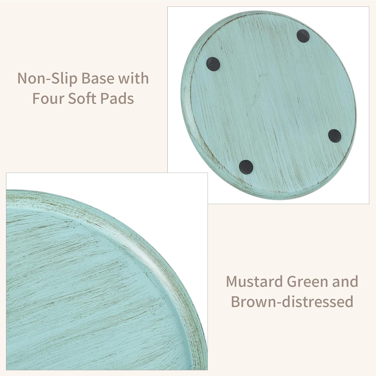 Sziqiqi Round Candle Tray Decor: Sage Green Decorative Tray for Coffee Table - 11-inch Farmhouse Metal Tray for Living Room Kitchen