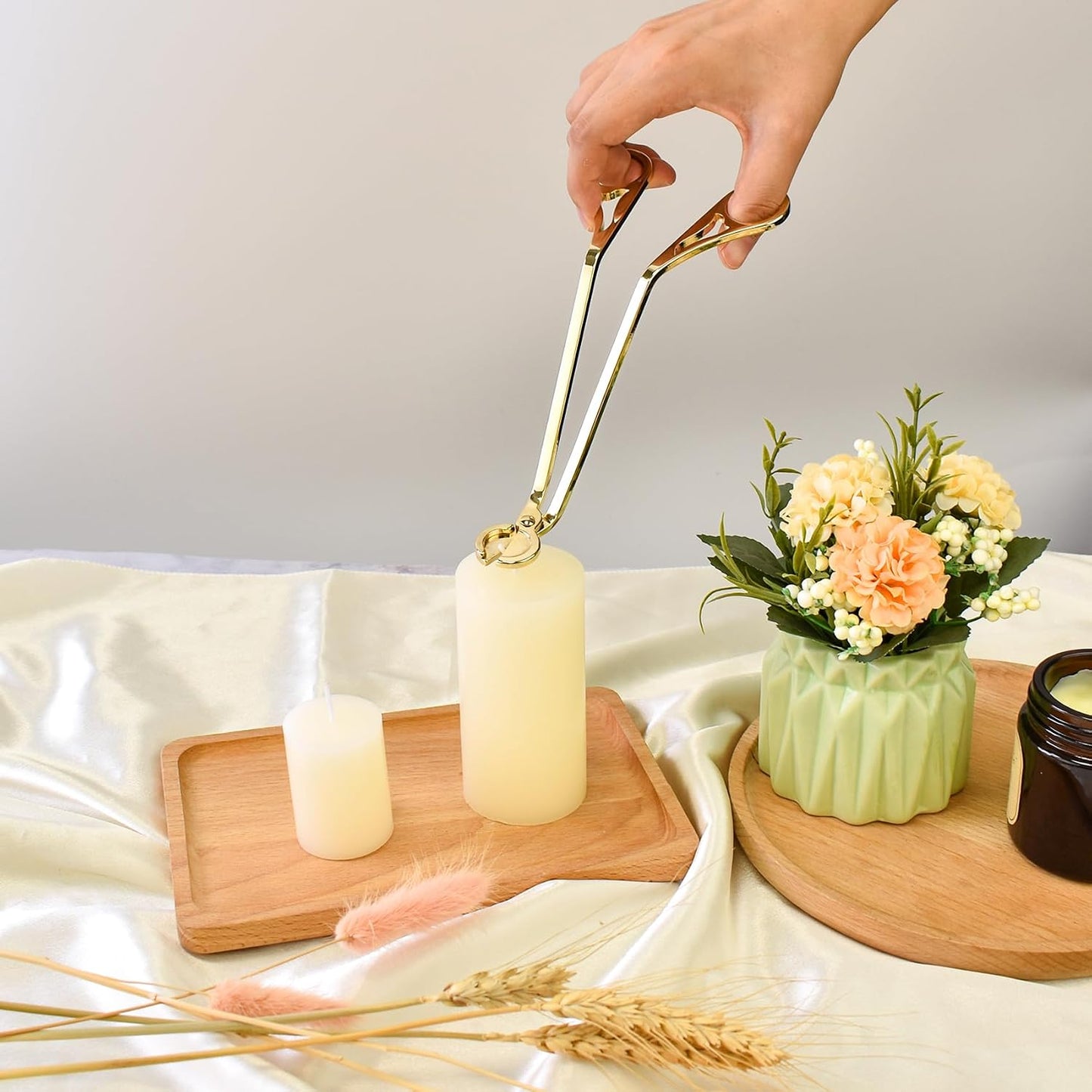 Candle Wick Trimmer, Wick Cutter Scissor Reaches, Deep Into Prevent Soot Buildup Candle Accessories (Gold)