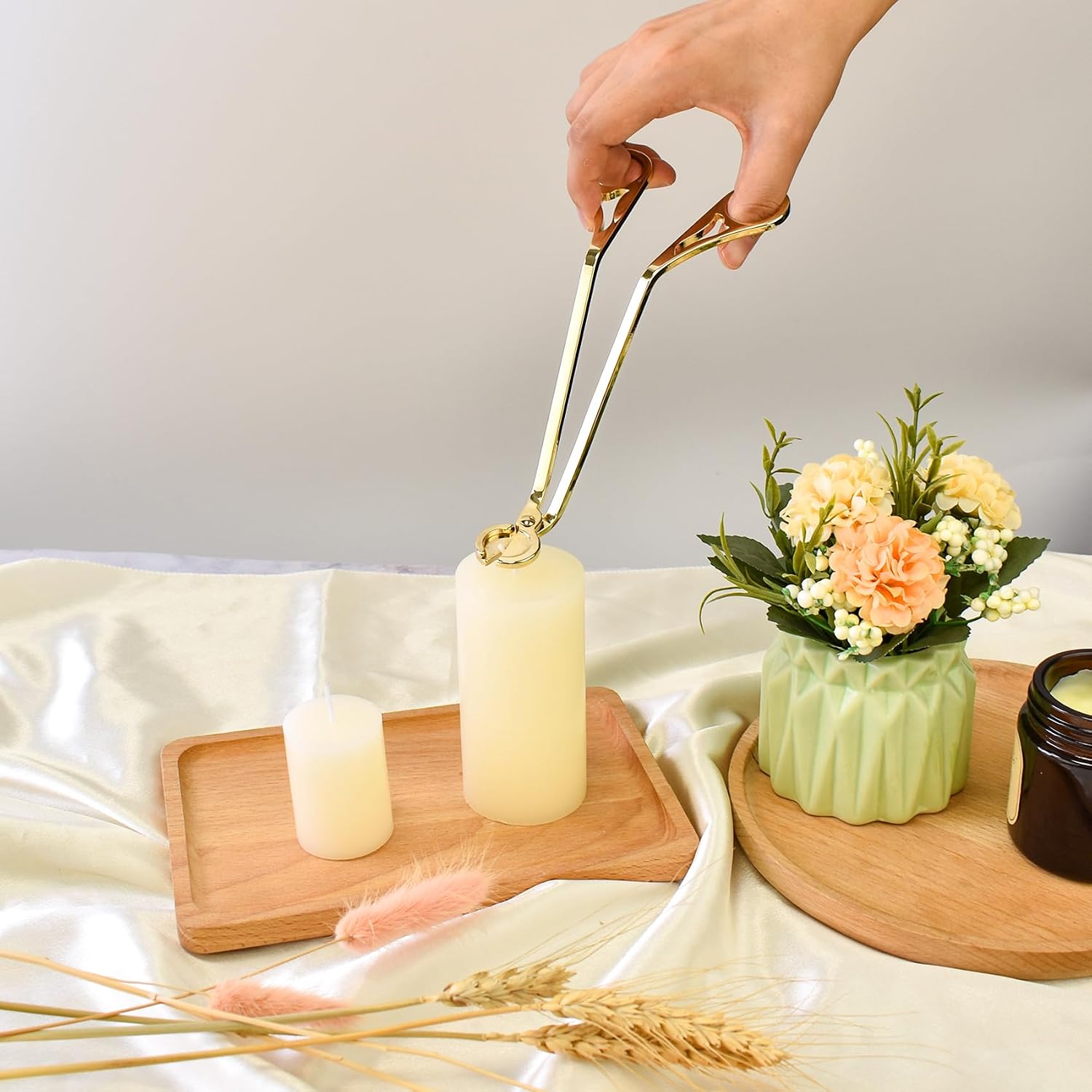 Candle Wick Trimmer, Wick Cutter Scissor Reaches, Deep Into Prevent Soot Buildup Candle Accessories (Gold)