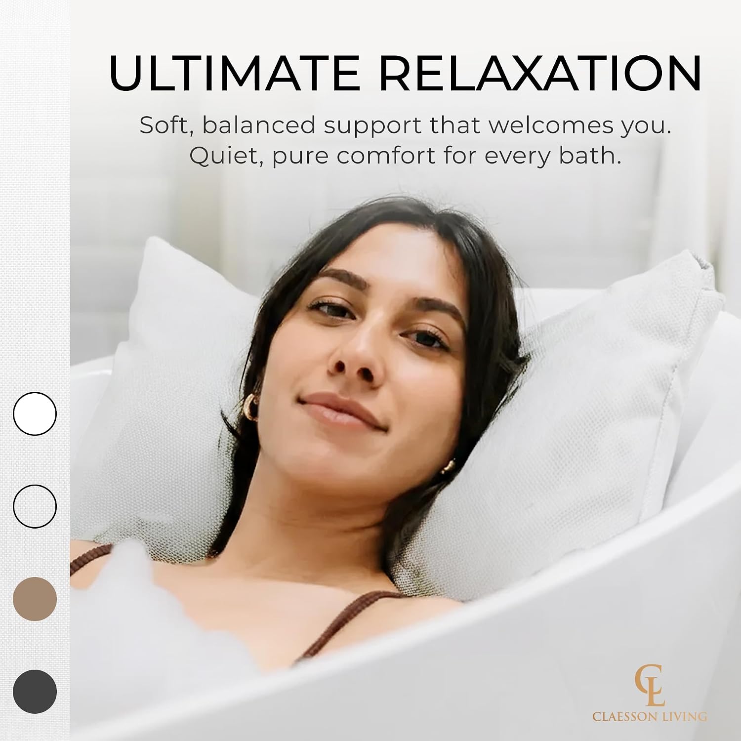 Luxury Bath Pillow for Tub - Thick and Comfortable Bathtub Pillow Support for Head and Neck and Back - Washable Quick-Drying Bath Pillows - Bath Cushion for Home Spa - Fits Any Bathtub - White