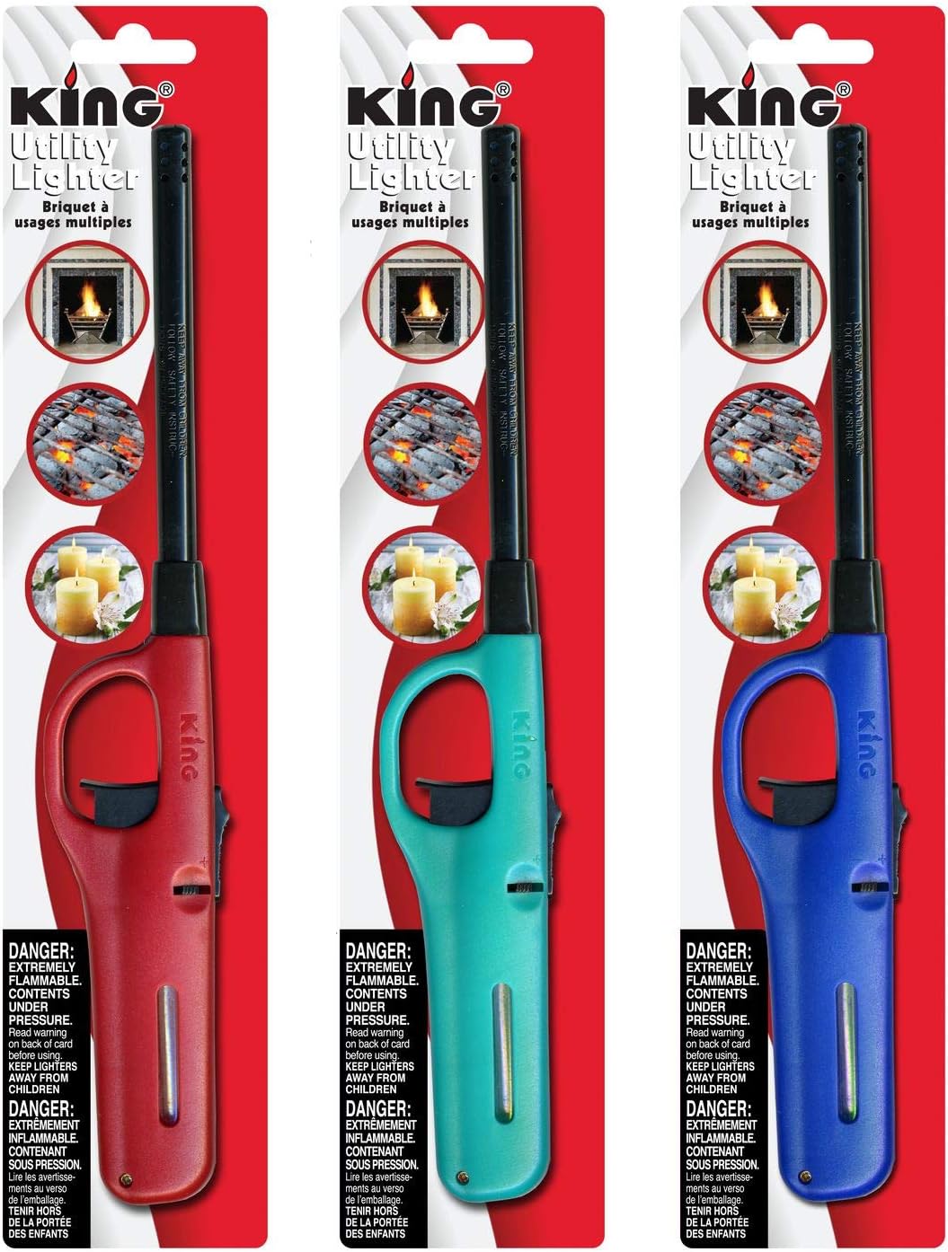 Mango Kingdom 3 Pack King BKOU172 Multi Utility Lighter Assorted Colors