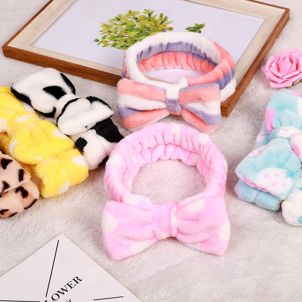 Hishexin 8 Pack Spa Headbands for Women, Soft Bow Skincare Headband for Washing Face, Skincare, Salon & Makeup, Bulk Spa Party Favors, Ideal Stocking Stuffers for Teen Girls