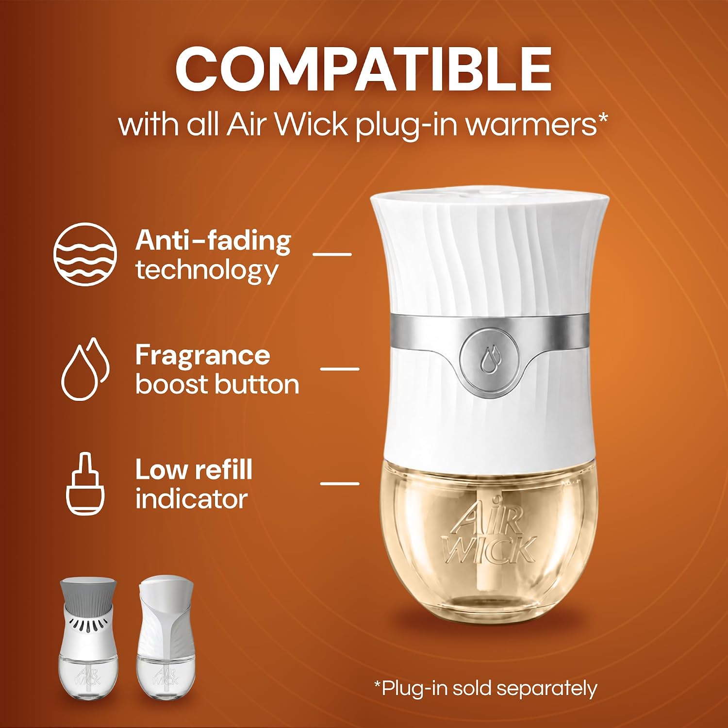 Air Wick Vibrant Plug-In Scented Oil Refills, 10 Count, Sweetgrass & Sandalwood, Air Freshener, Essential Oils, Eco Friendly