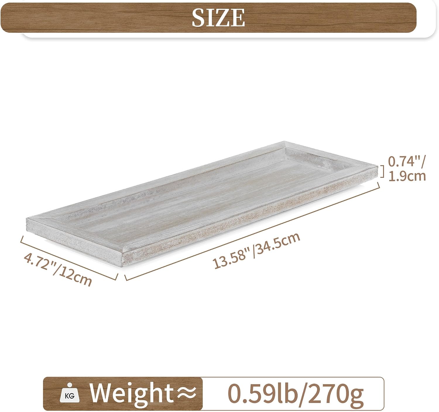 Hanobe Candle Tray Decorative Rectangle: Rustic Long Narrow Farmhouse Centerpiece Trays Whitewashed Wood Candles Holder Plate for Kitchen Coffee Table Dining Room Home Decor