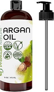 Argan Oil for Dry, Damaged, Curly and Frizzy Hair Growth - Organic Hair and Skin Serum from Morocco, 16 oz Pure Cold Pressed