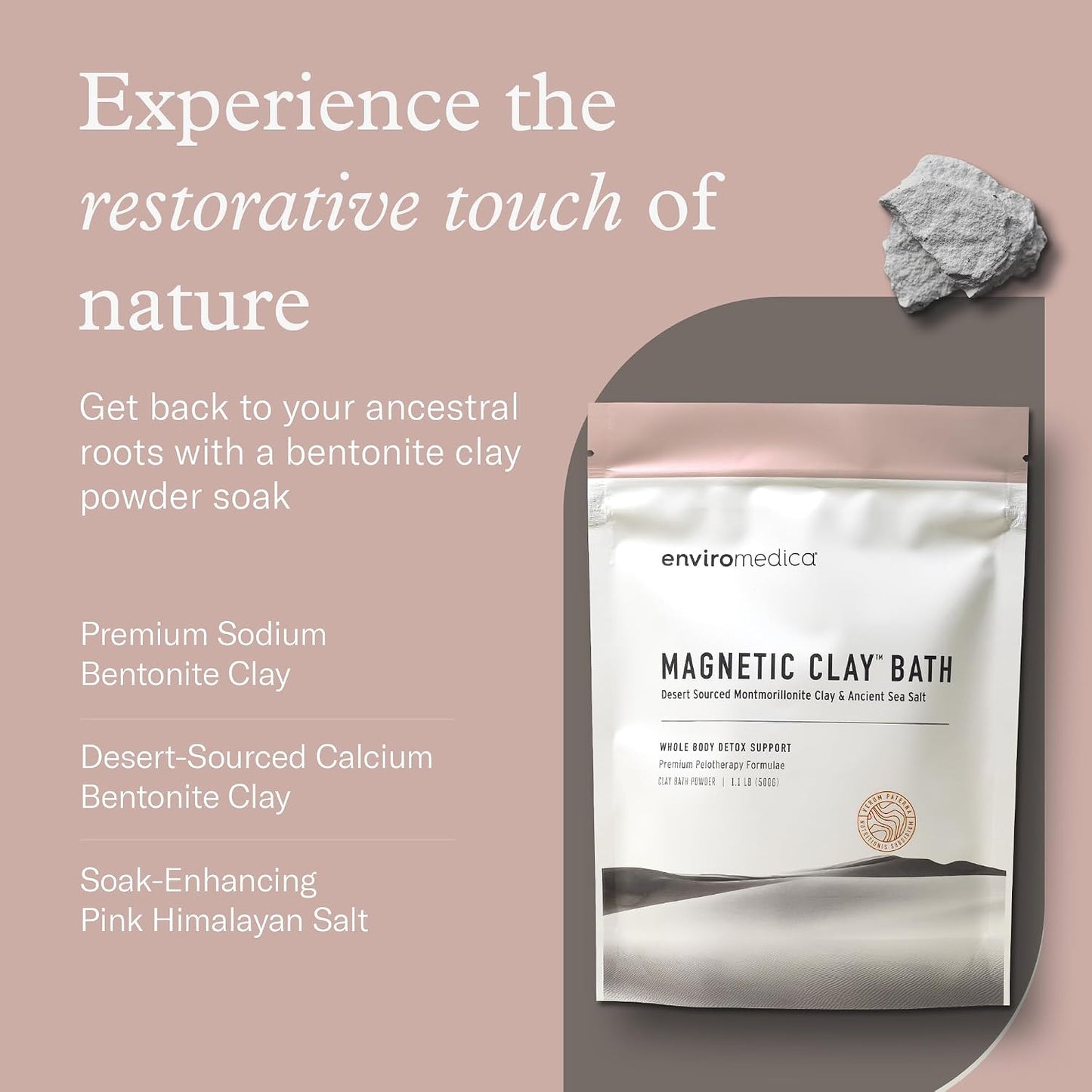 Ancient Minerals Magnesium Bath Flakes - Enviromedica Magnetic Clay - Pure Genuine Zechstein Chloride - Natural Detox with Sodium and Calcium Bentonite Clay Powder