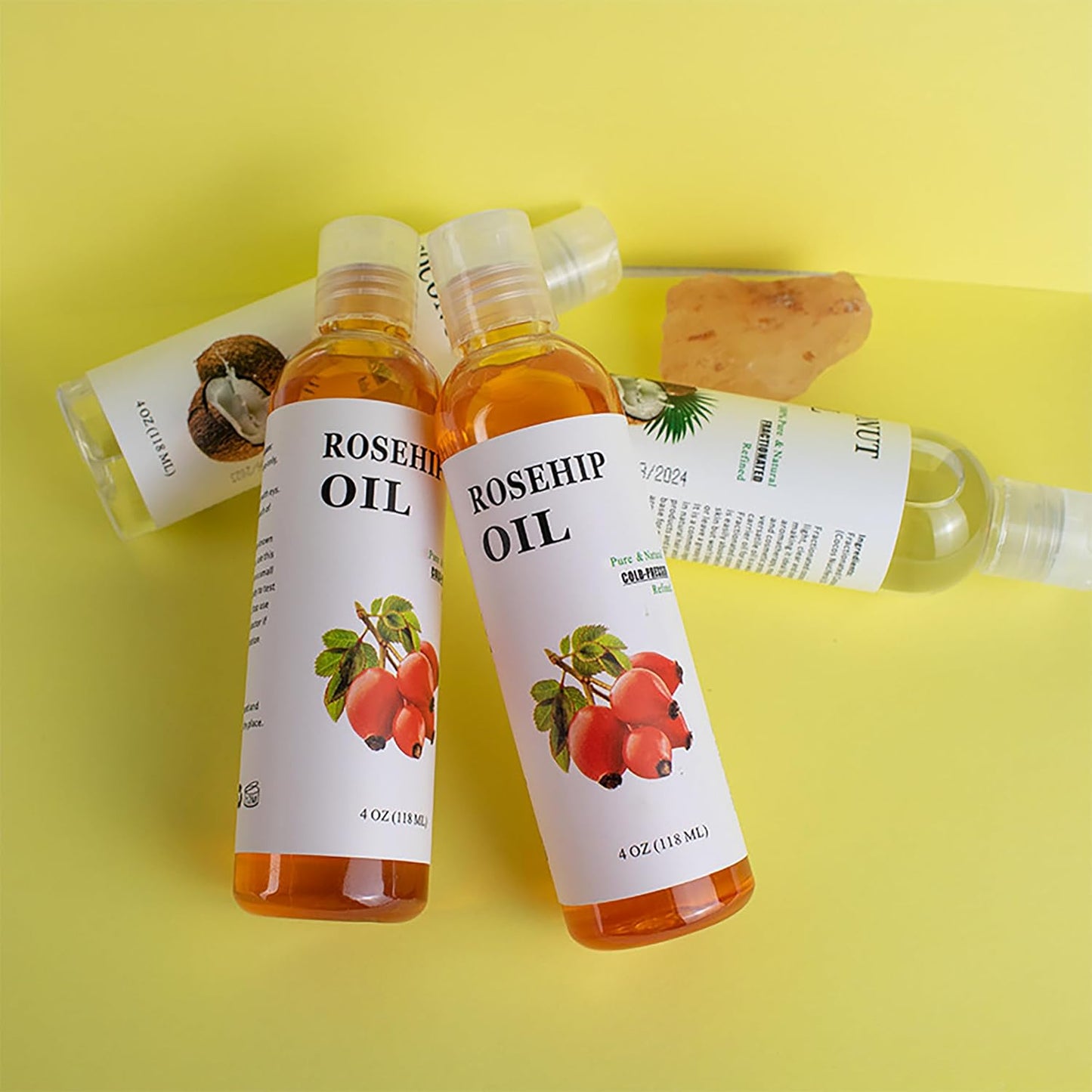 100% Pure Rose Hip Essential Oil for Hair Growth,Premium Carrier Oil,Body & Face Moisturizing Rosehip,Scalp Massage, Natural Organic for Skin